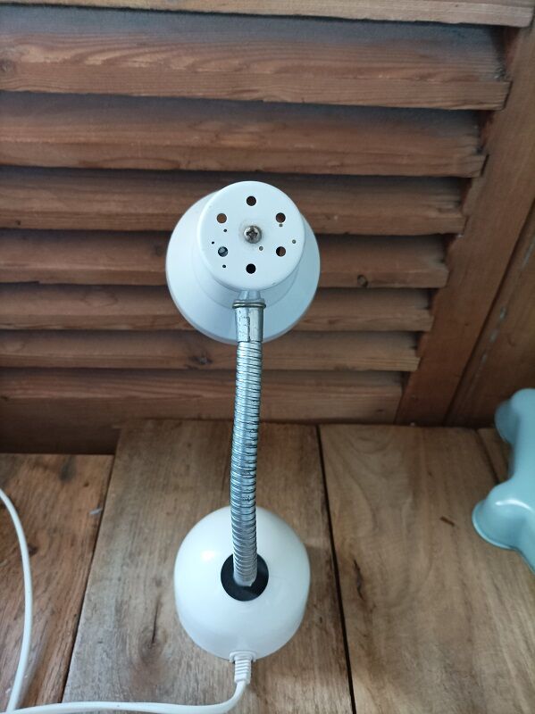 White bedside desk lamp