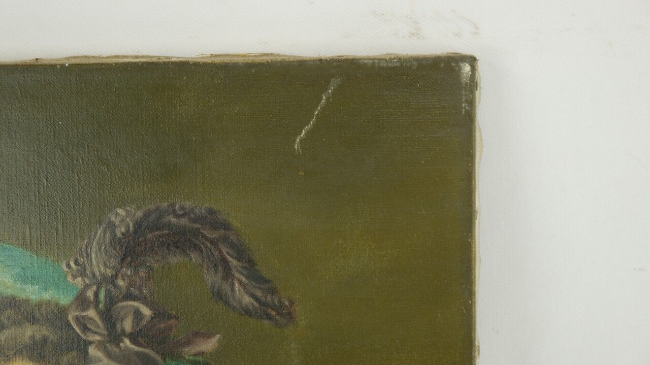 Ma. allard école de la fin du xixe siècle, jeune fille au chapeau bleu, huile sur toile. signée