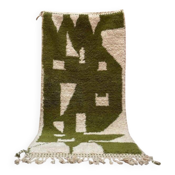 Handmade pure wool traditional green rug 140 x 260 cm
