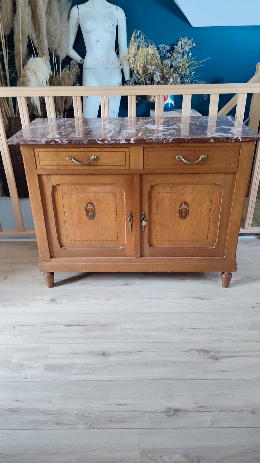 Art Deco oak and marble sideboard