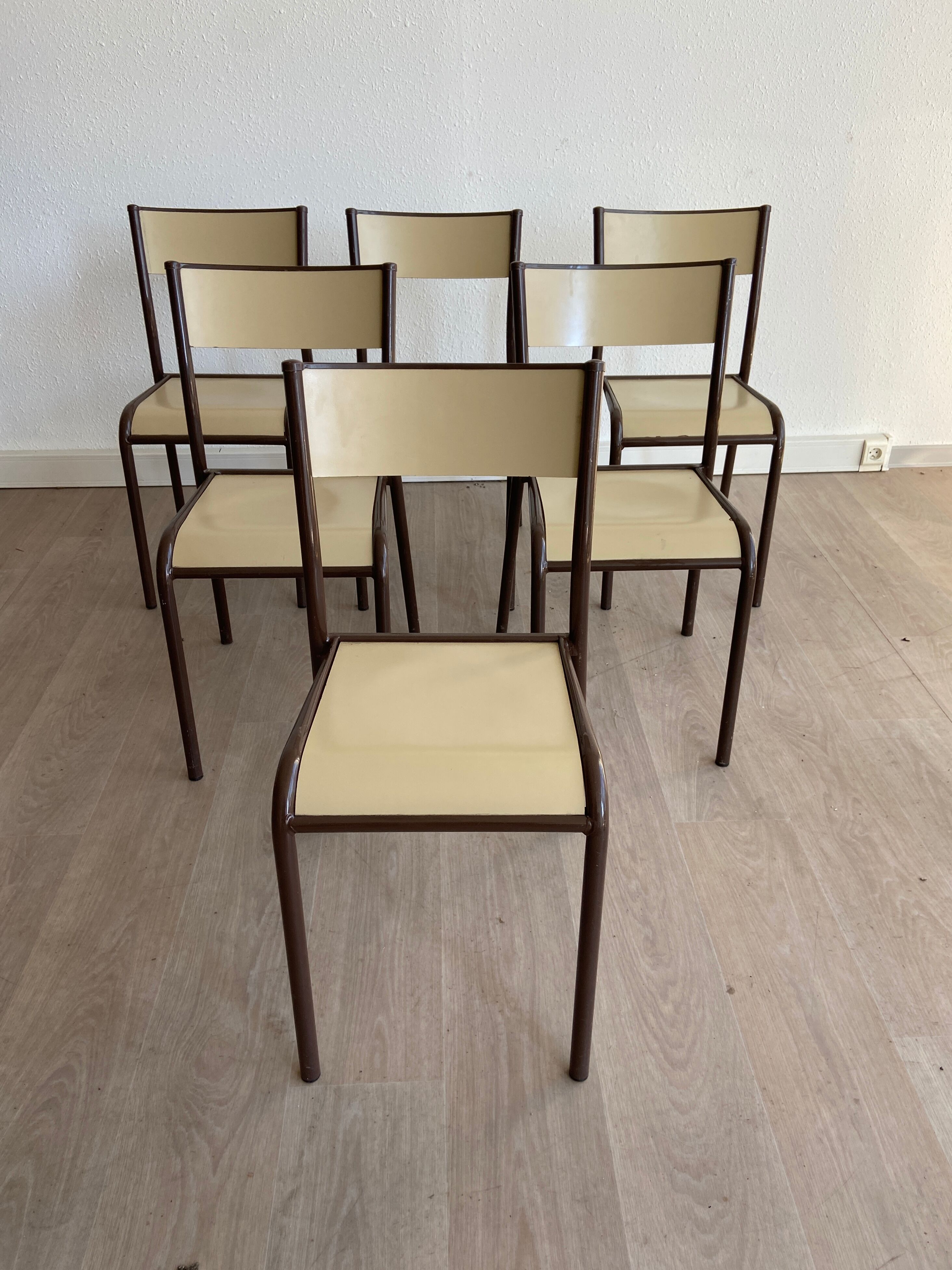 Set of 6 industrial chairs 1980