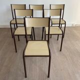 Lot de 6 chaises industrielles 1980