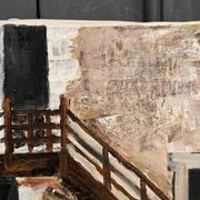 Oil on canvas by Claude Claveau The Hunters' Chalet 1995