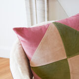 Coussin velous rose et vert