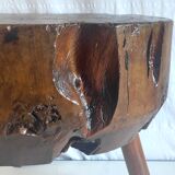 Brutalist solid oak side table – 40s/50s
