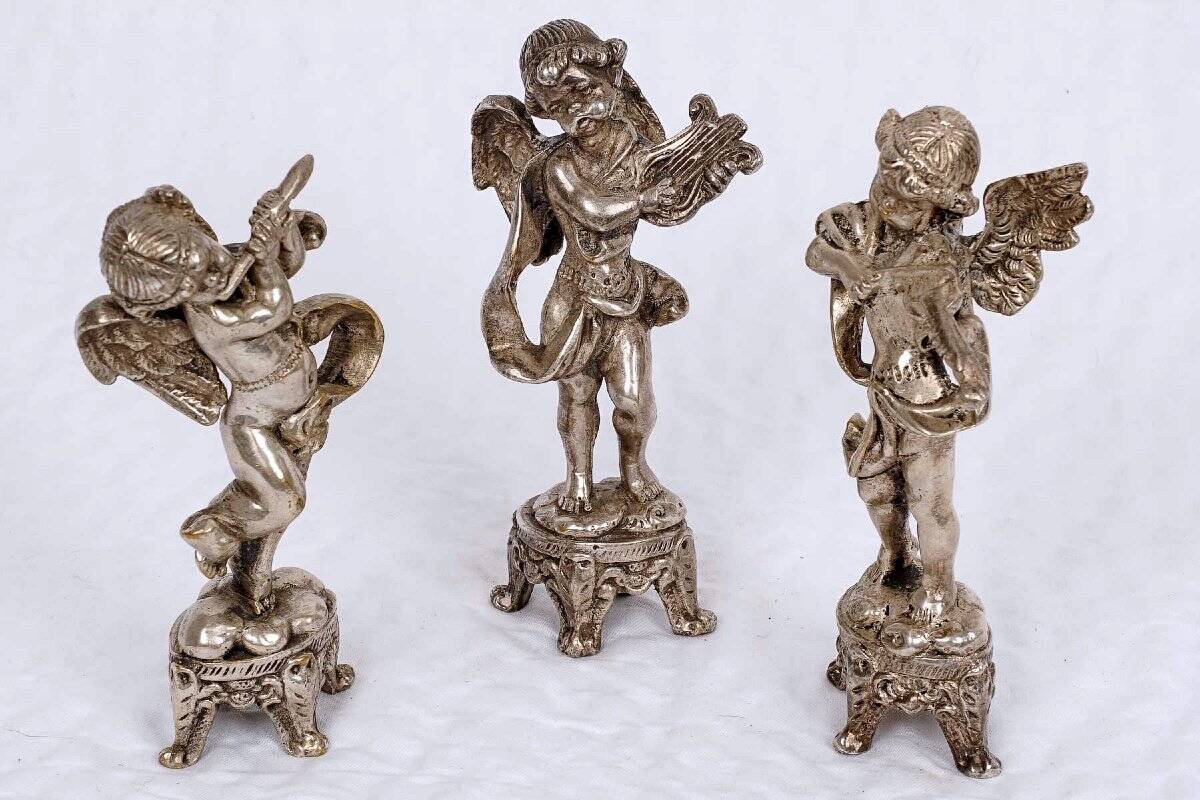 Set of three musician cherubs in cast lead - period: 20th century
