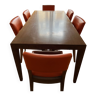 Table à manger et 6 chaises cuir Philippe Hurel
