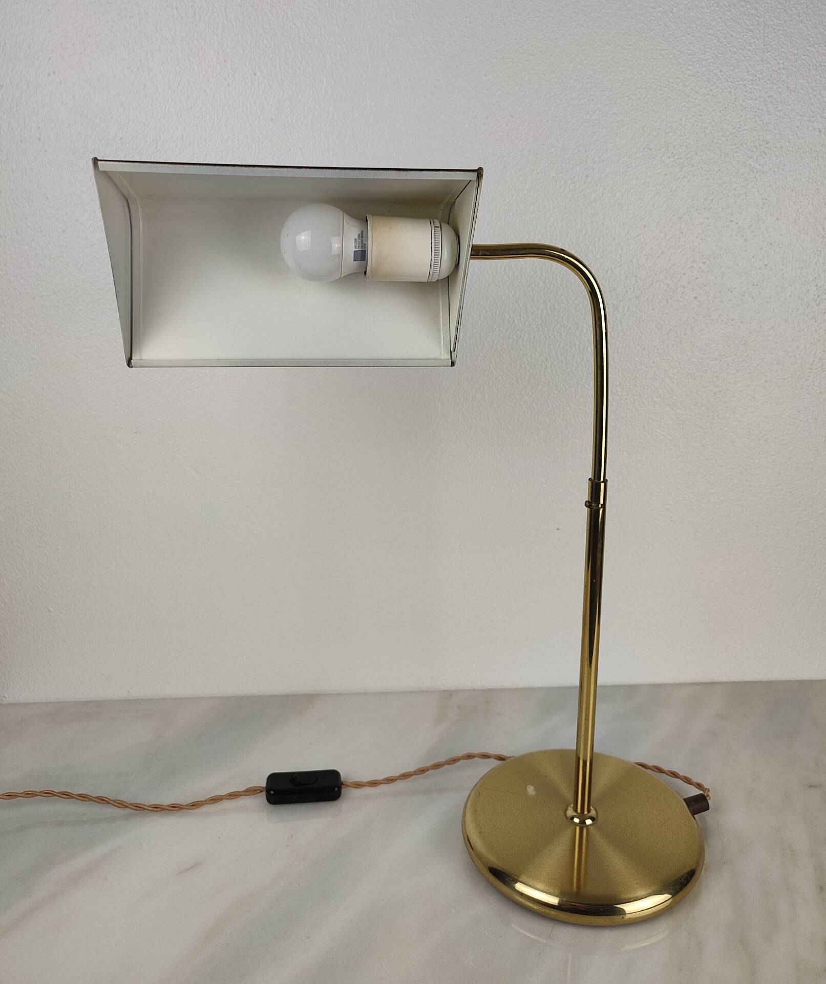 Lampe de Bureau Ajustable en Laiton Doré – Design Allemand, Années 70