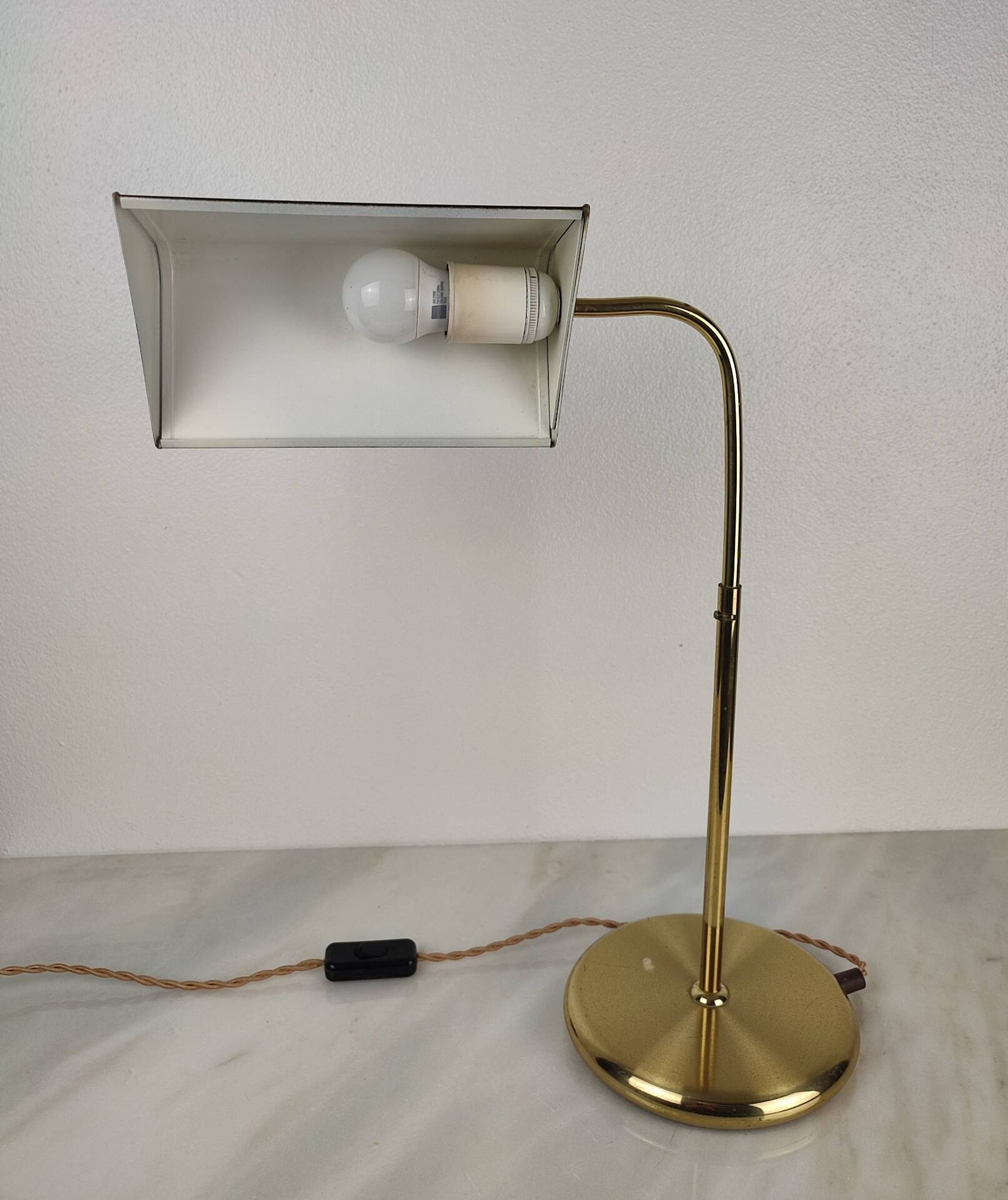 Lampe de Bureau Ajustable en Laiton Doré – Design Allemand, Années 70