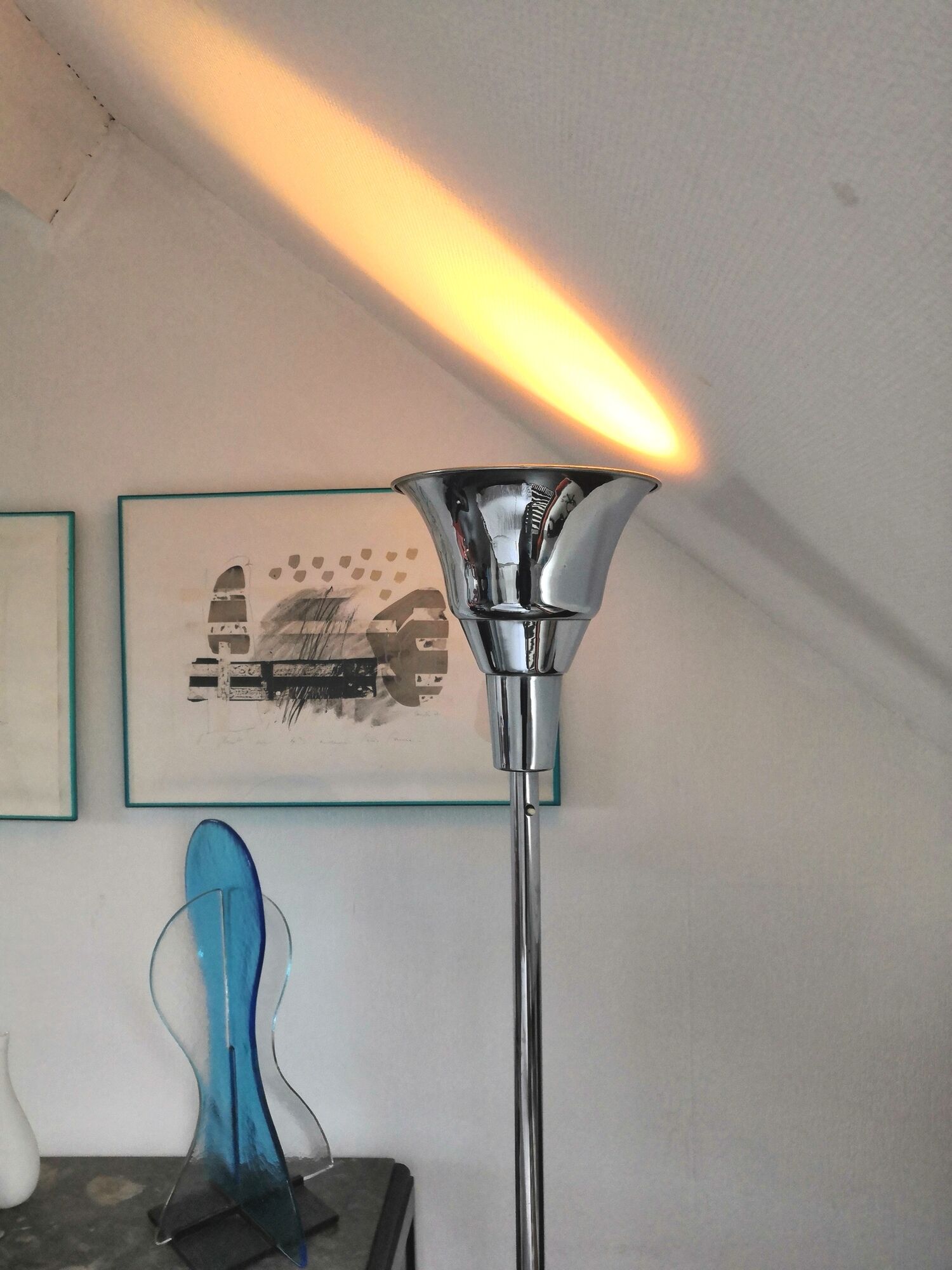 Lampadaire art déco années 30 en métal chromé