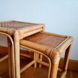 Vintage rattan nesting tables 1970