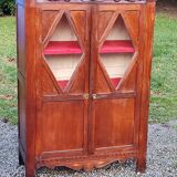 Library in solid oak and walnut, late 19th century