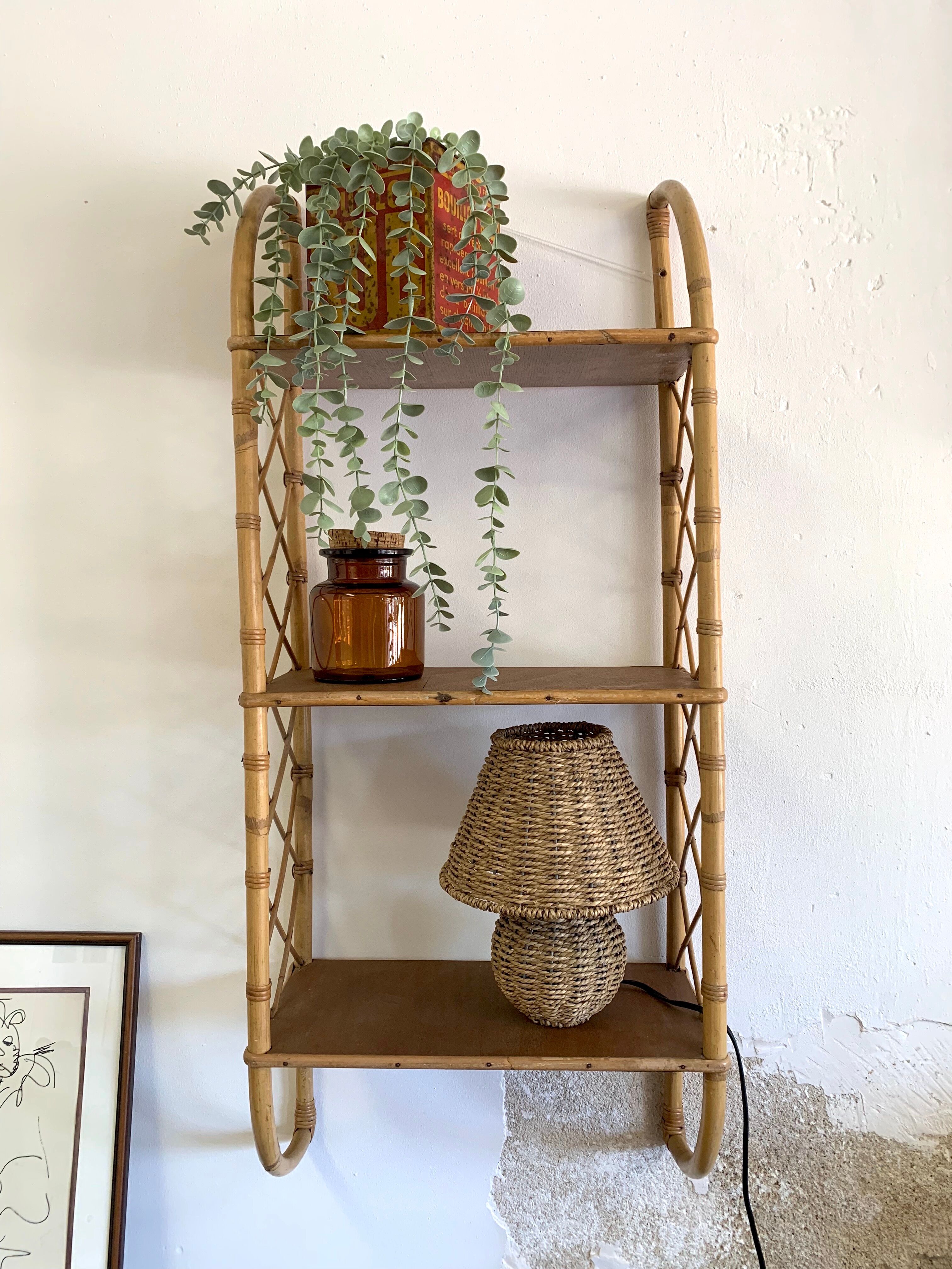 Lampe de chevet en osier
