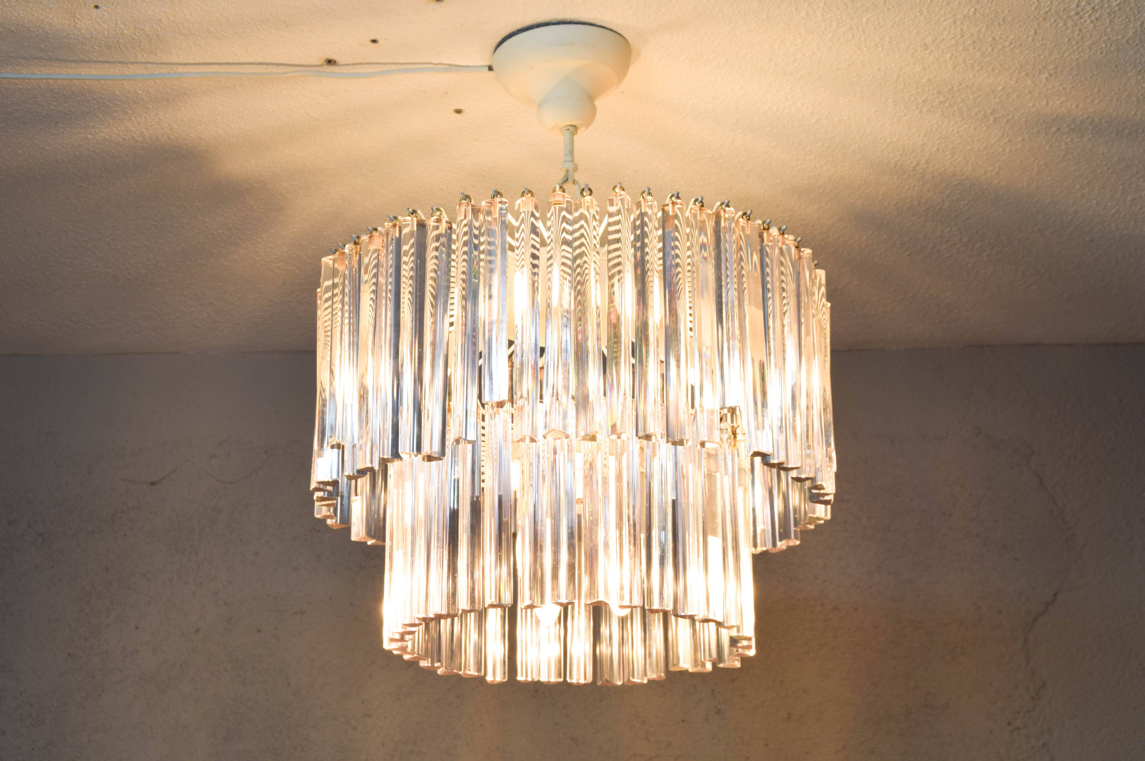 Lustre en verre années 60 venini mid century italien moderne triedri murano
