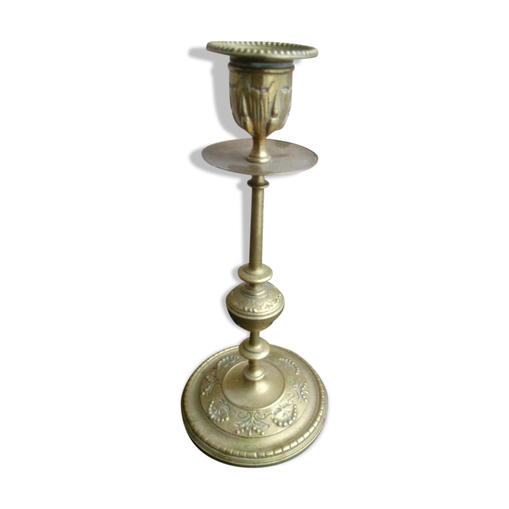 Bougeoir Napoléon III En Verre églomisé Argenté - Forme Balustre - Occasion