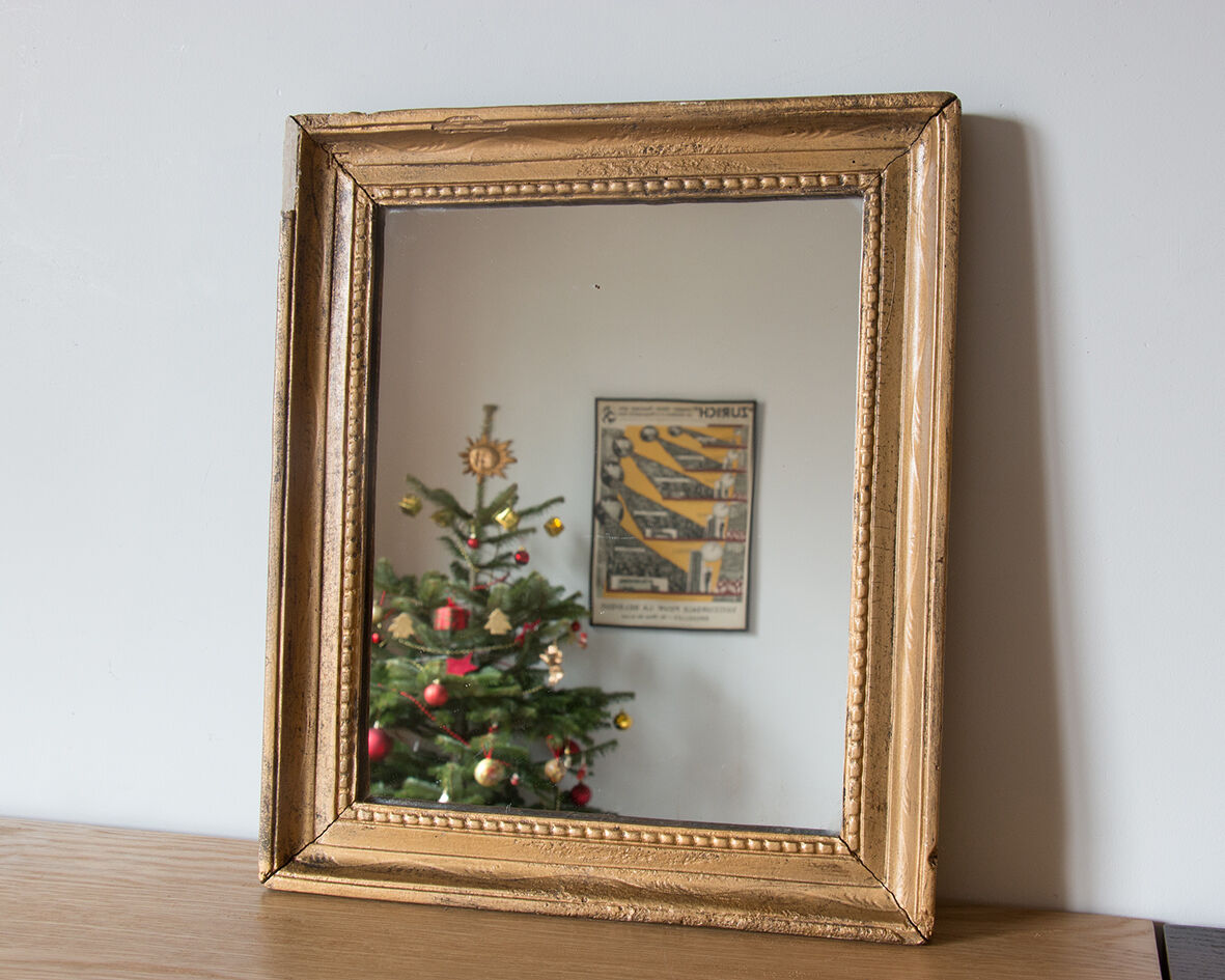Miroir ancien doré - 35 x 30 cm