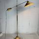 Italian adjustable floor lamp in pencil reed bamboo rattan and brass, 1970s