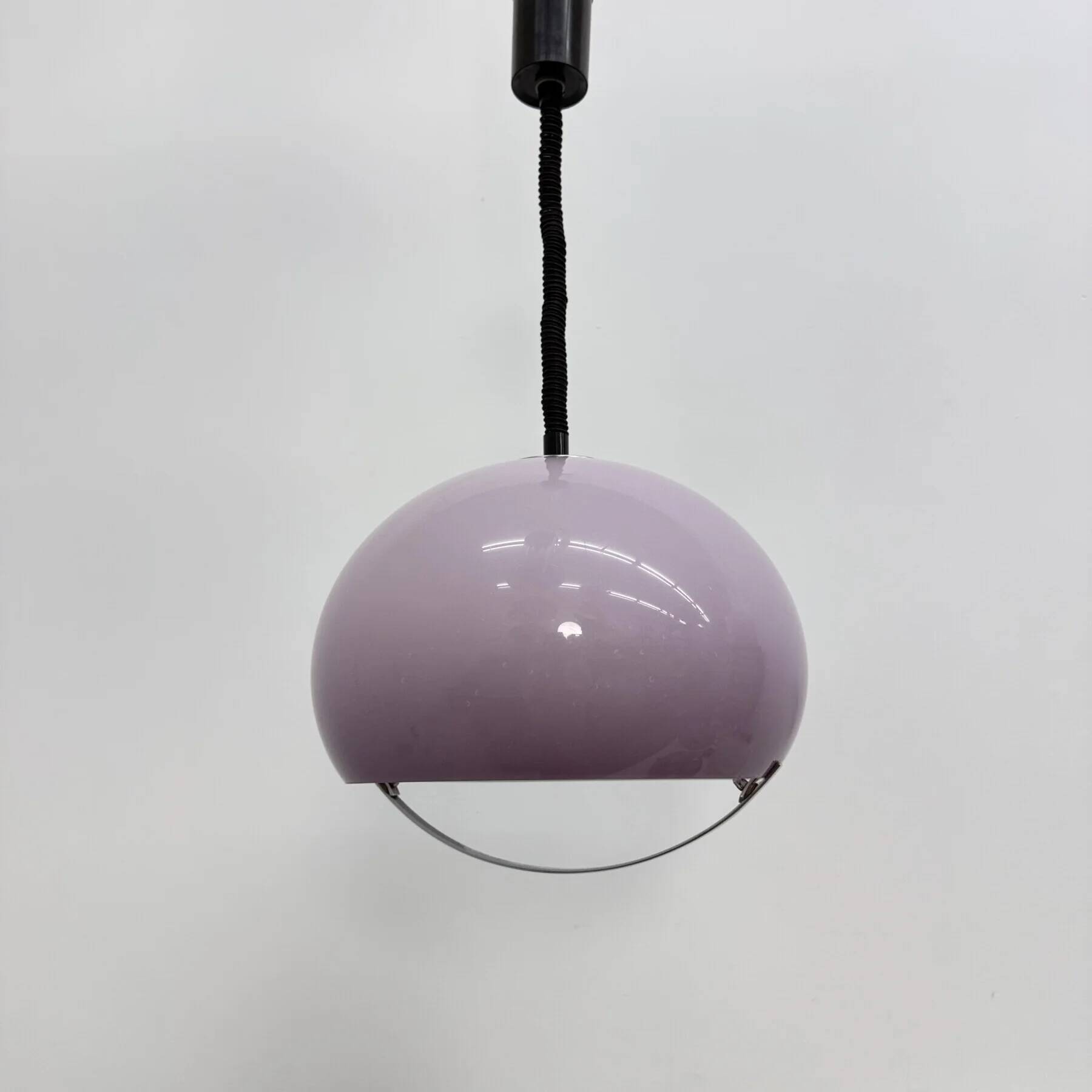Mid-century purple plastic hanging lamp Harvey Guzzini for Meblo, 1970s