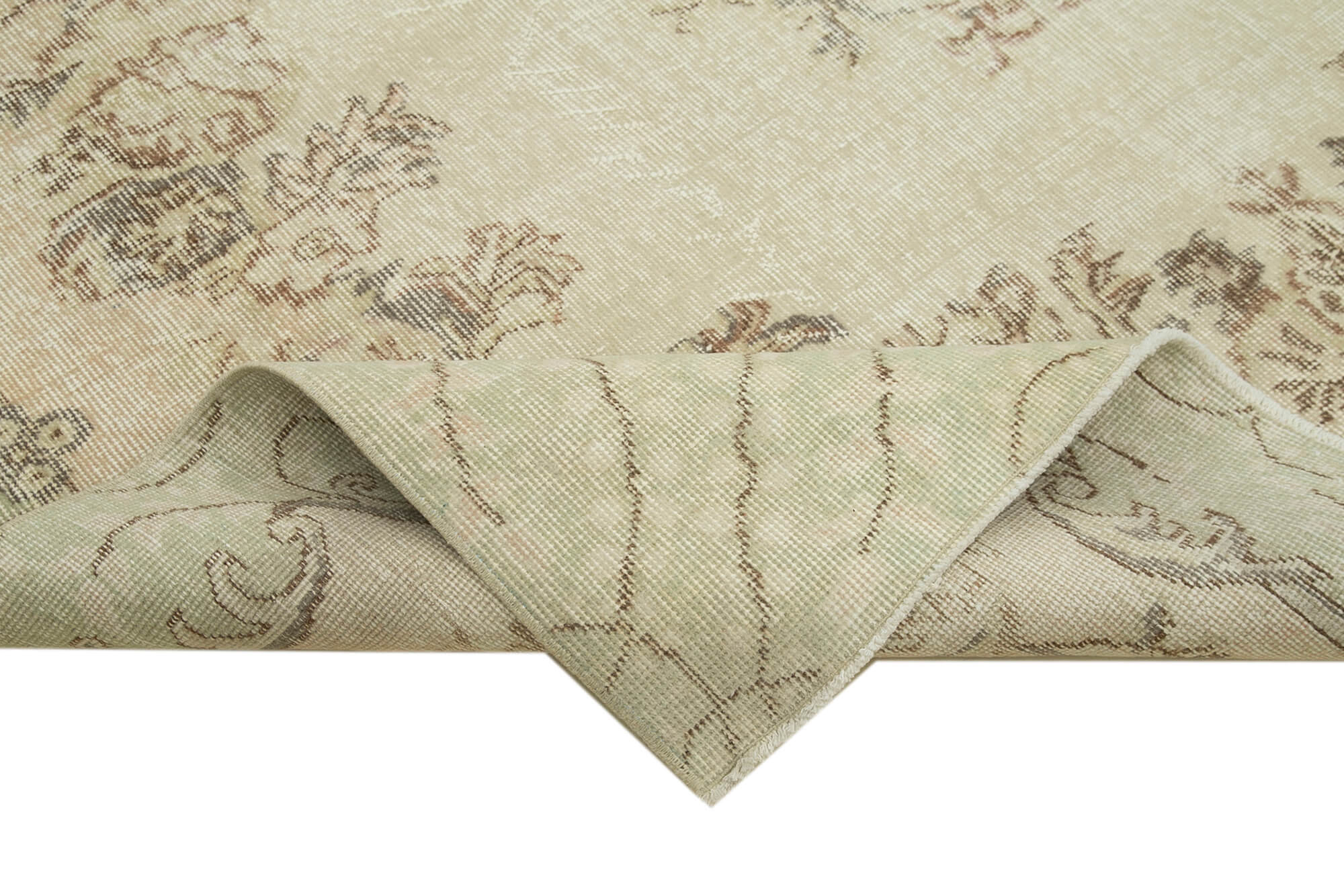 Handmade rustic oriental beige rug 195 cm x 303 cm