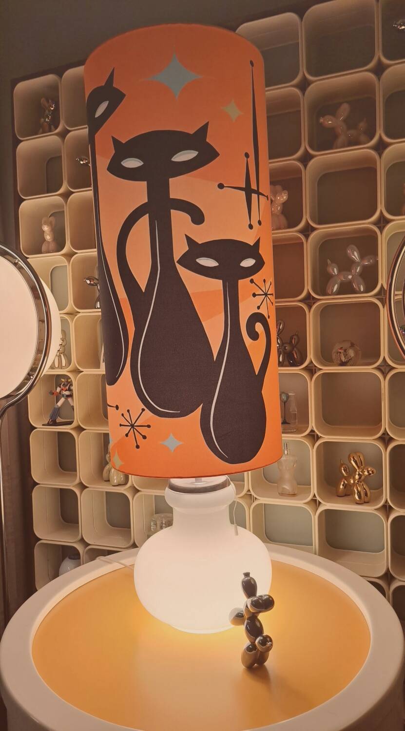 Lampe de Sol XL ou à poser Opaline, double éclairages Seventies
