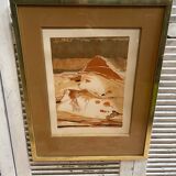 Ancienne lithographie nicole tercinet levin « composition « + cadre doré