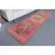 Vintage Turkish hand-knotted wool cotton pink runner rug 92x290
