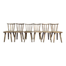 Series Set of 6 old rustic Western bistro chairs in original patina wood