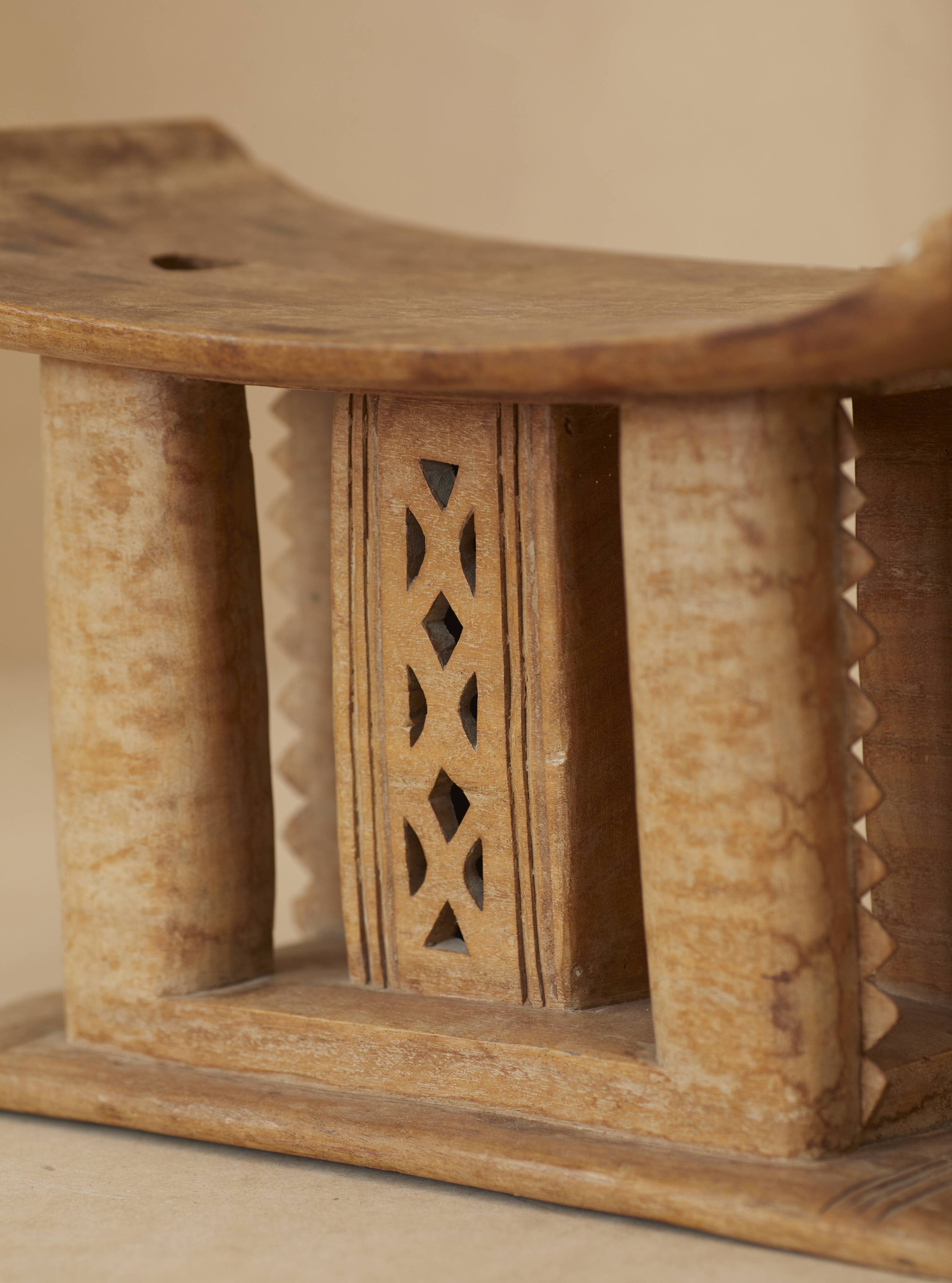 African Ashanti monoxyl stool in solid wood circa 1950