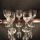 5 old blown glass liquor glasses