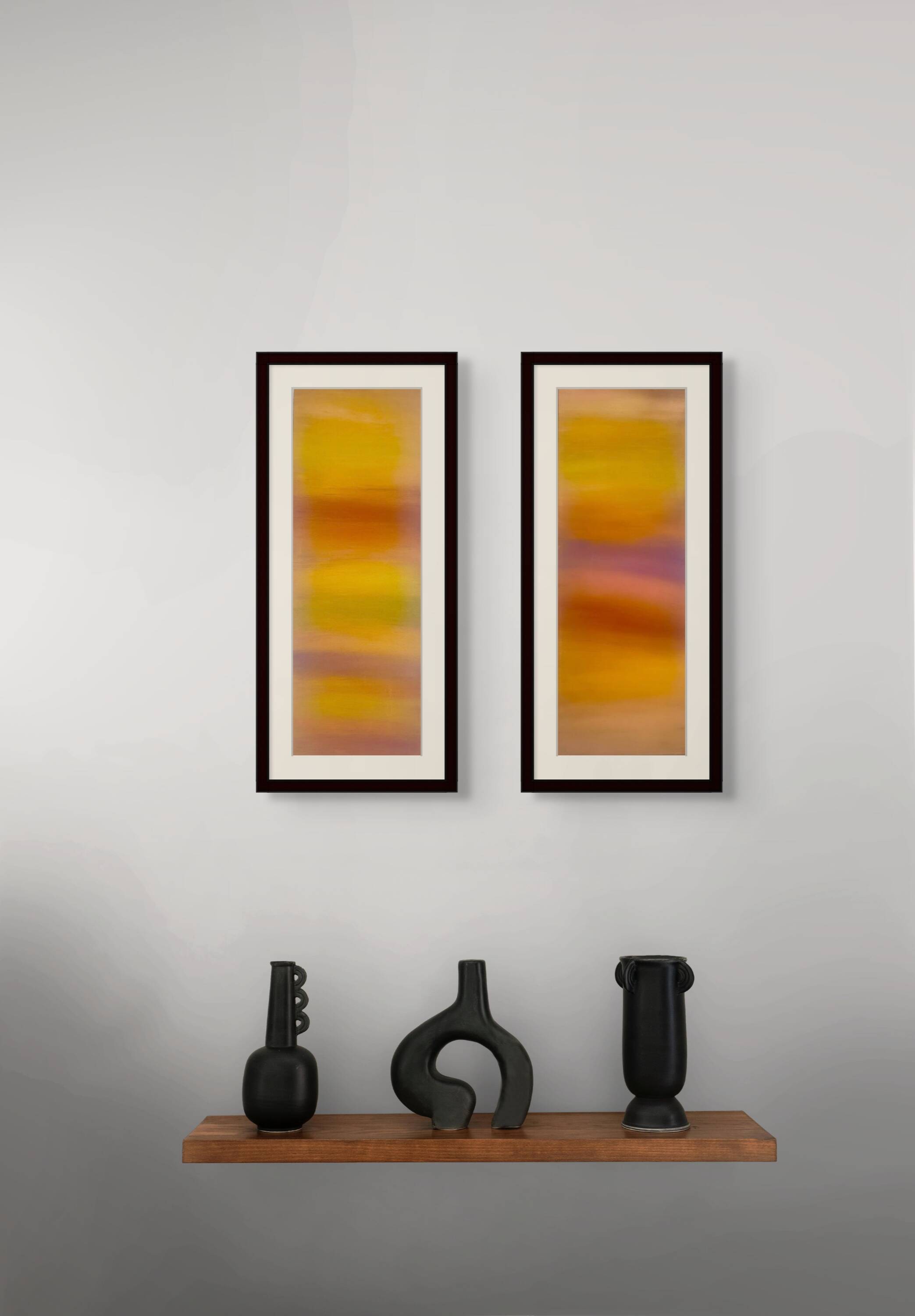 Two pastel drawings 'Diptych Sentier des Ocres' by Atelier Cléophée