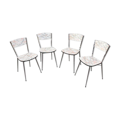 4 chaises en formica aspect marbre, France années 1950-60