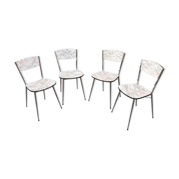 4 chaises en formica aspect marbre, France années 1950-60
