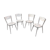 Set of 4 marble effect Formica chairs, French Mid-century vintage.