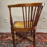 Corner chair wood & straw english xixth