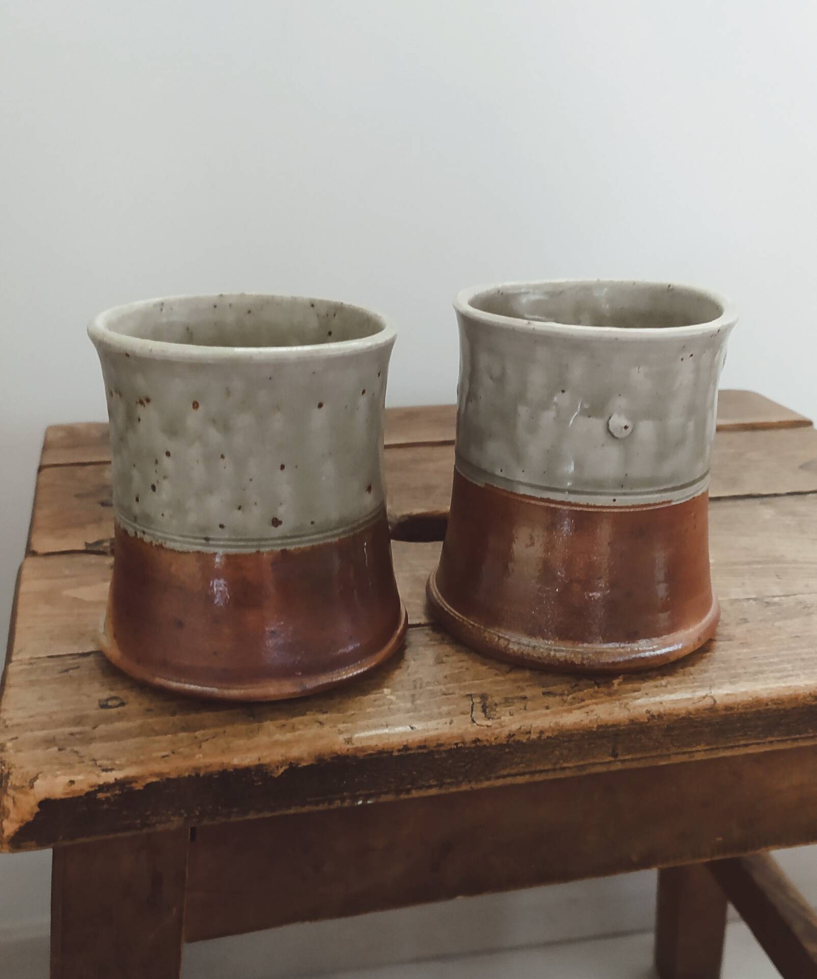 Duo of glazed stoneware cups • Bottani and Dechaud