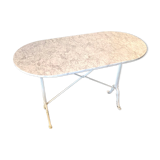 Bistro table in grey marble and white ☐ cast iron 120 x 60 cm