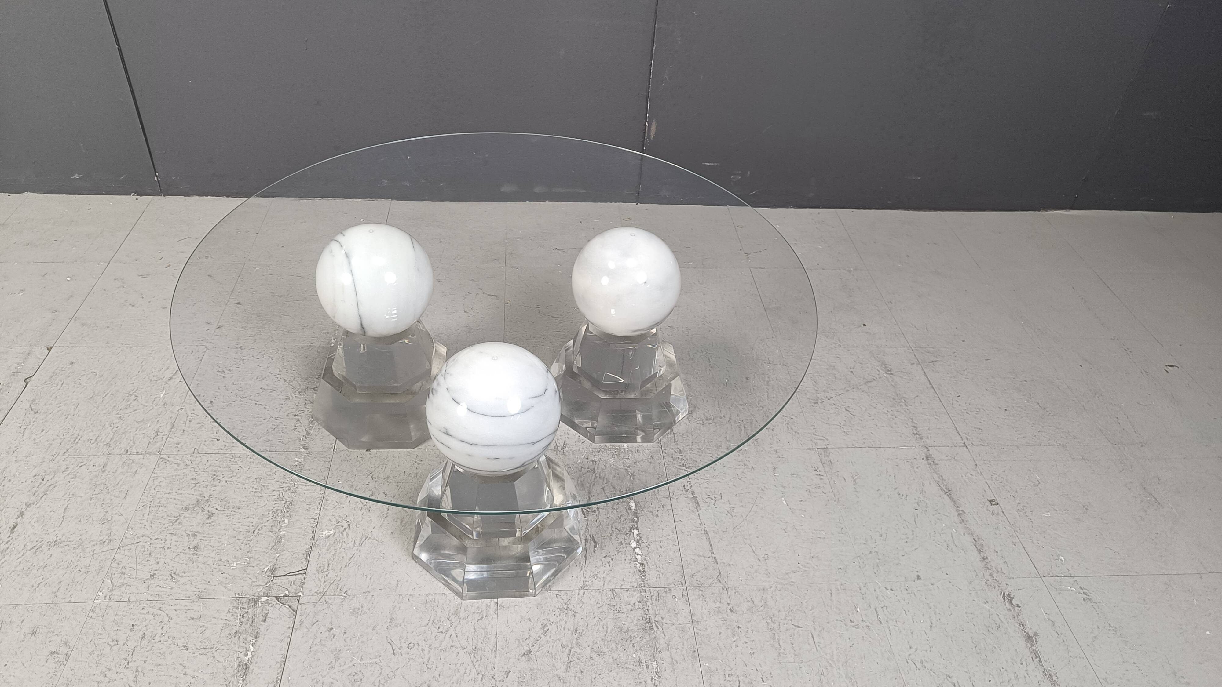 Marble sphere coffee table by Roche Bobois, 1980s