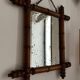 Small old turned wood mirror with bamboo effect