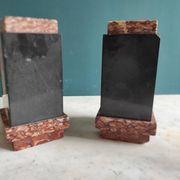 Pair of French vintage marble bookends, art Deco