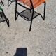 Set of 4 chairs scoubidou green and orange tubes metal black from the 60s