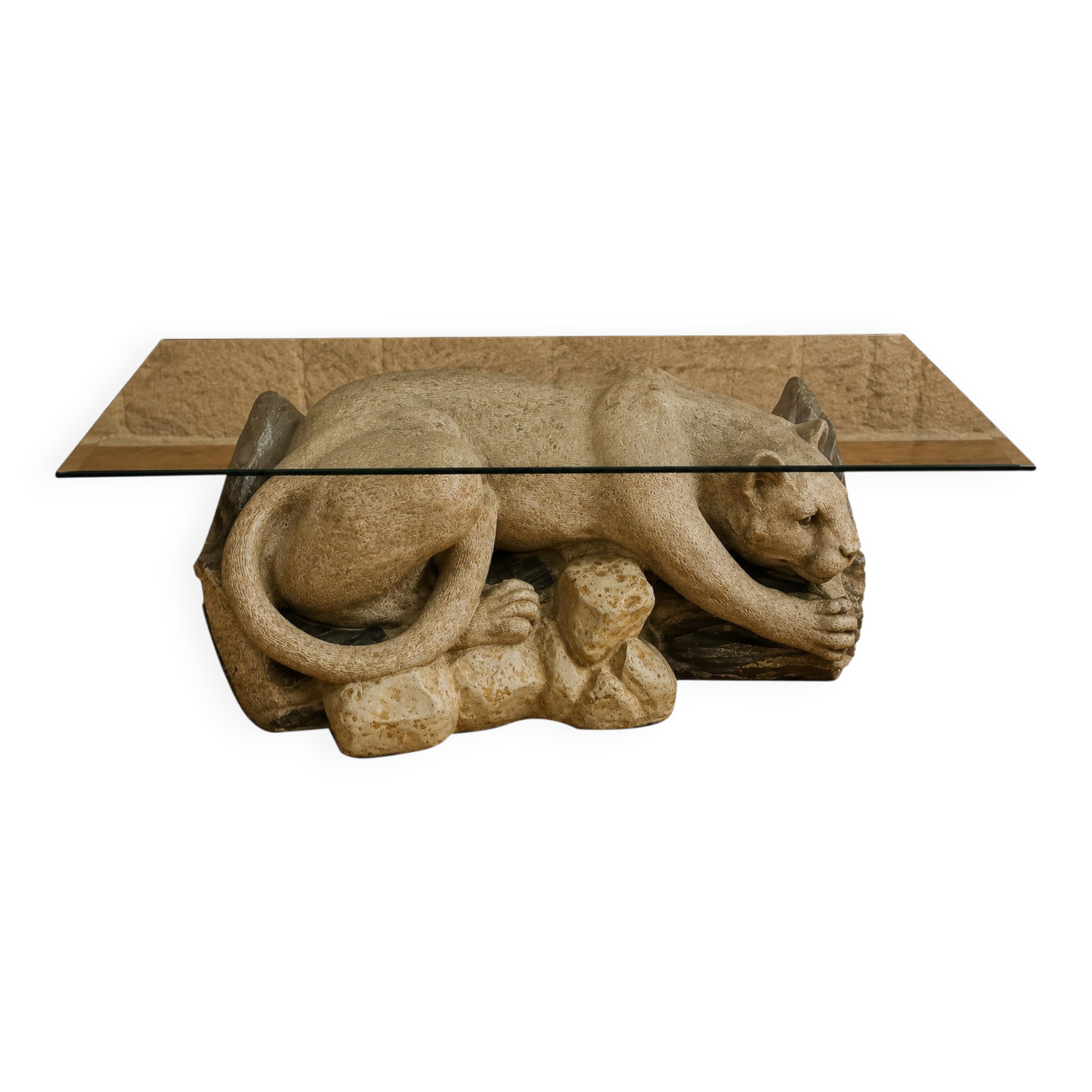 Table basse sculpturale "Panthère" vintage 1970-1980