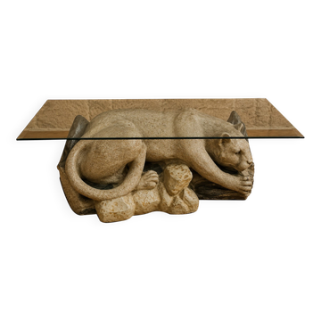 Sculptural coffee table "Panther" vintage 1970-1980