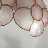 Suspension in pink mother-of-pearl and brass