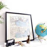 Old map of Corsica and southern Mediterranean France 43x43cm from 1950