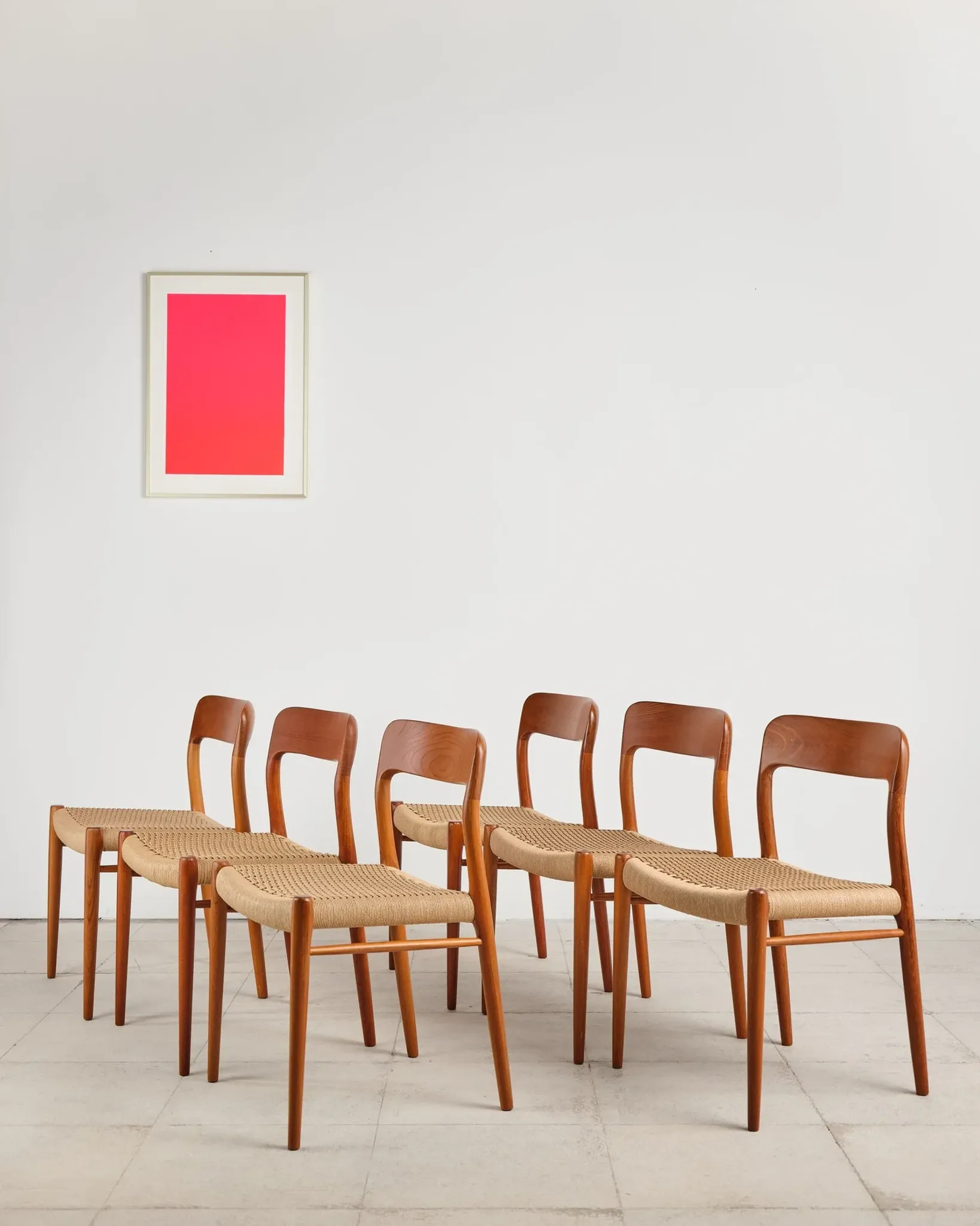 6 chairs model 75 in teak by Niels O. Møller, Denmark, 1950s