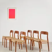 6 chairs model 75 in teak by Niels O. Møller, Denmark, 1950s