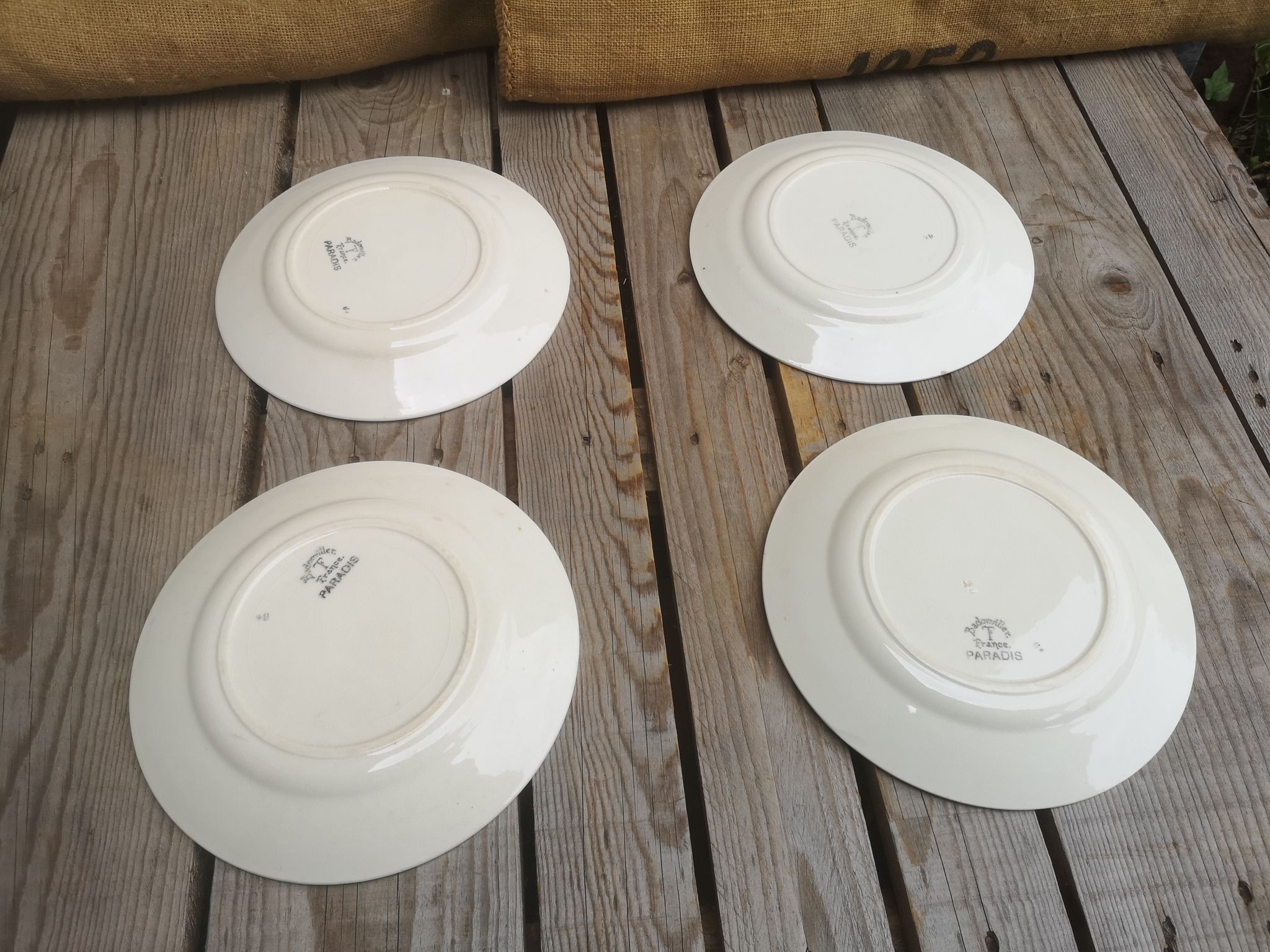 4 flat plates old ceramics from Badonviller collection paradis