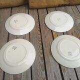 4 flat plates old ceramics from Badonviller collection paradis