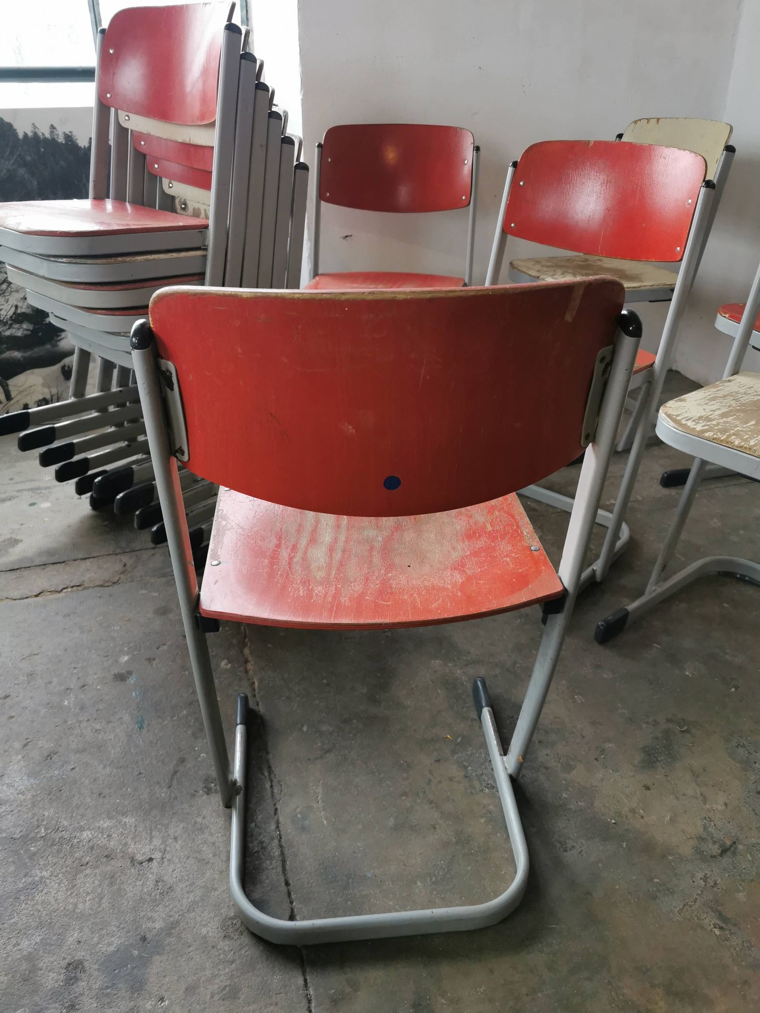 Set of 14 vintage stackable chairs