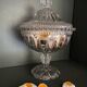 Bonbonniere, drageoire, sugar bowl in vintage molded and cut crystal
